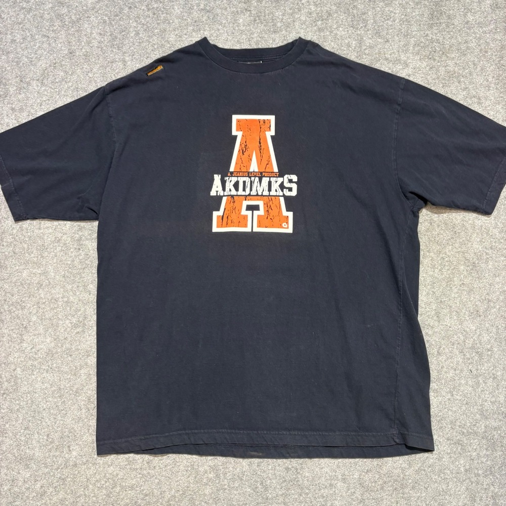 Akademiks Jeanius Level Products Graphic T-Shirt Men XXL Black Orange Y2K A Logo